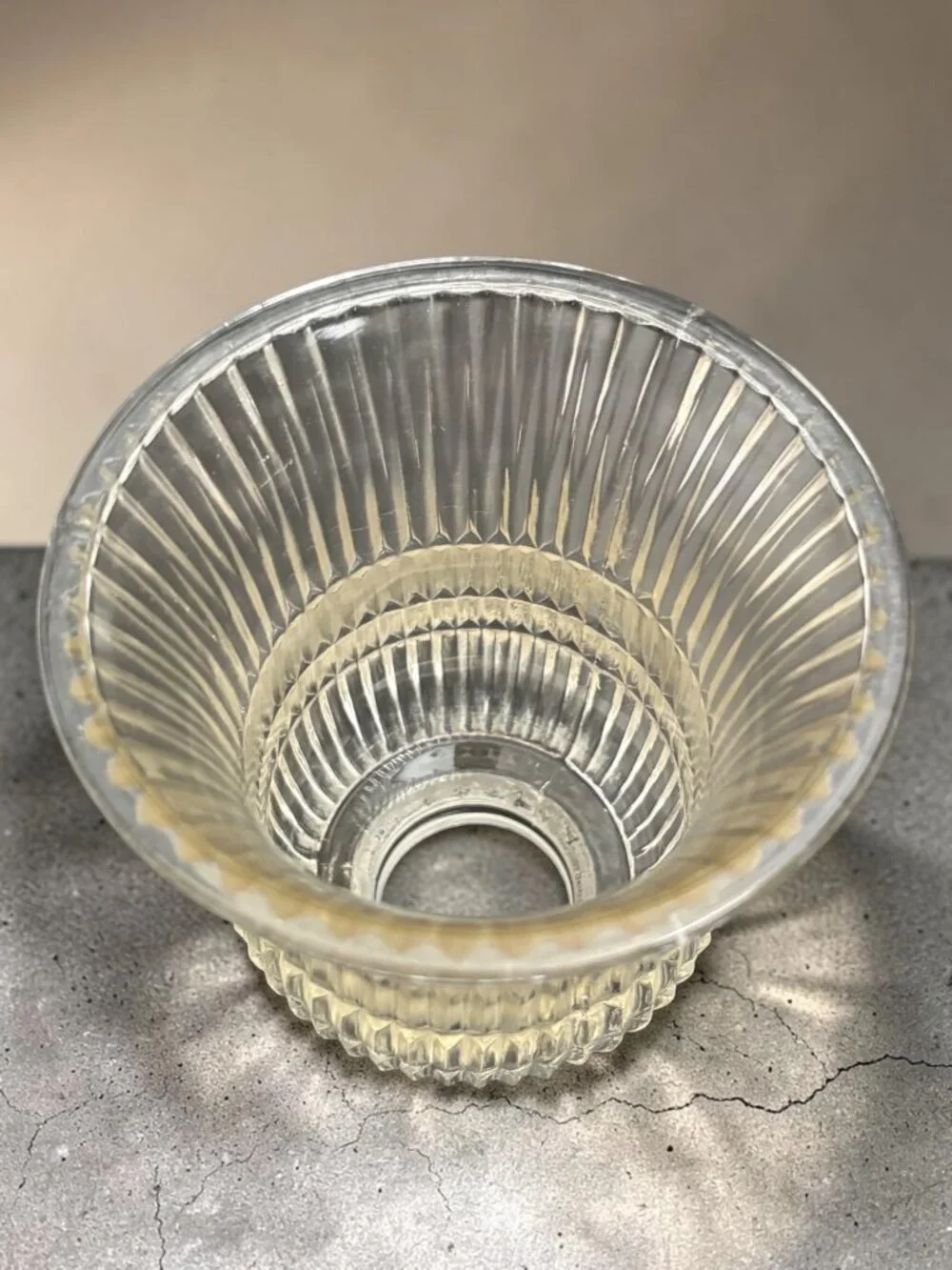 Vintage Clear Ribbed Glass Lamp Shade With Flared Design